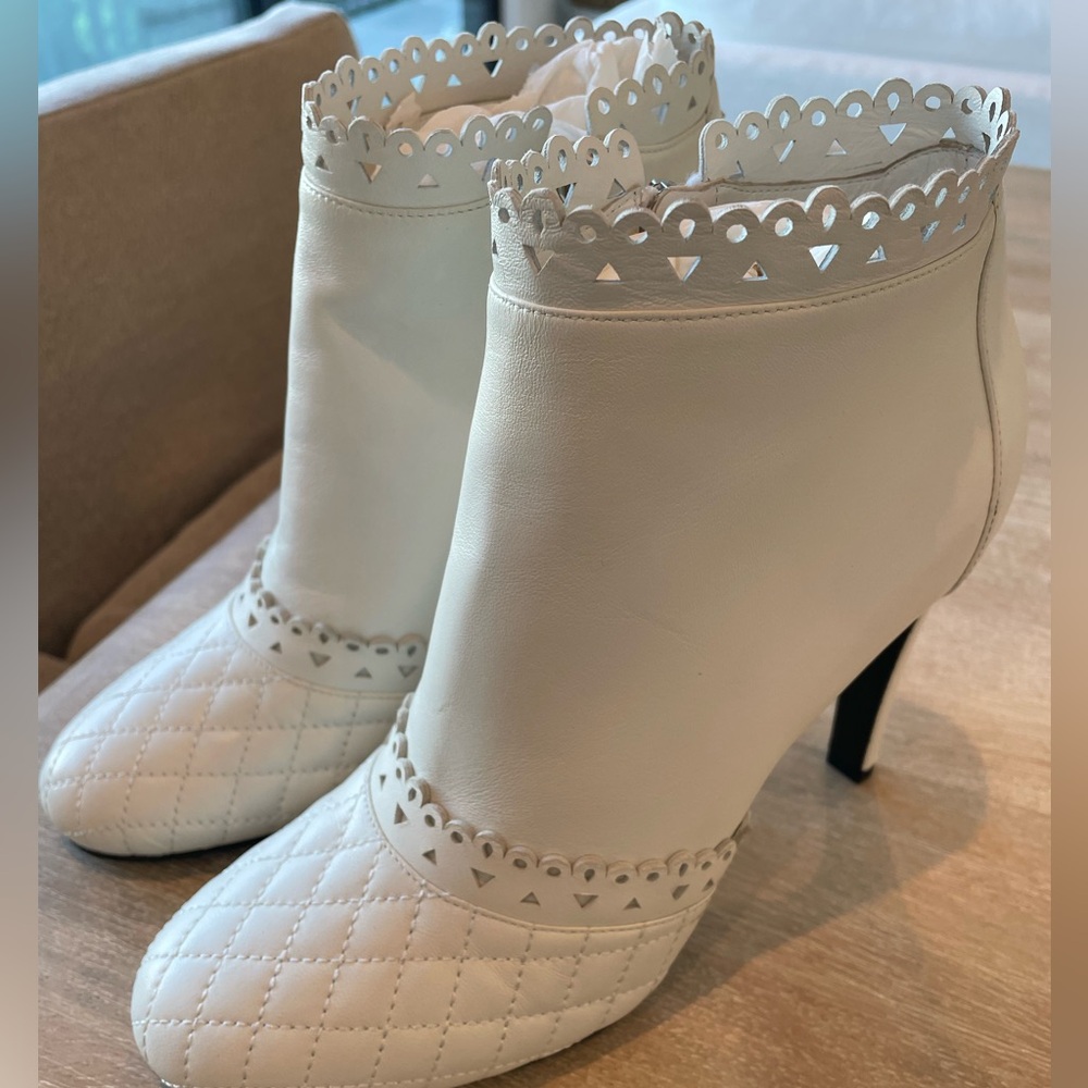 NEW! Rare Chanel White Eyelet Bootie